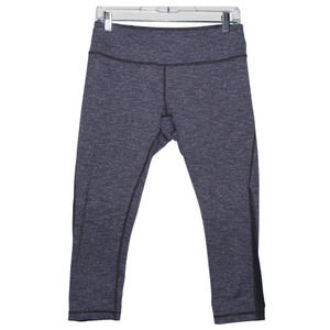 Womens Zella Gray Blue Athletic Pull On Elastic Stretch Cropped Capri Leggings M